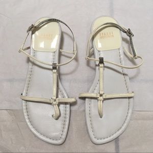 Stuart Weitzman White Leather Flat Sandals